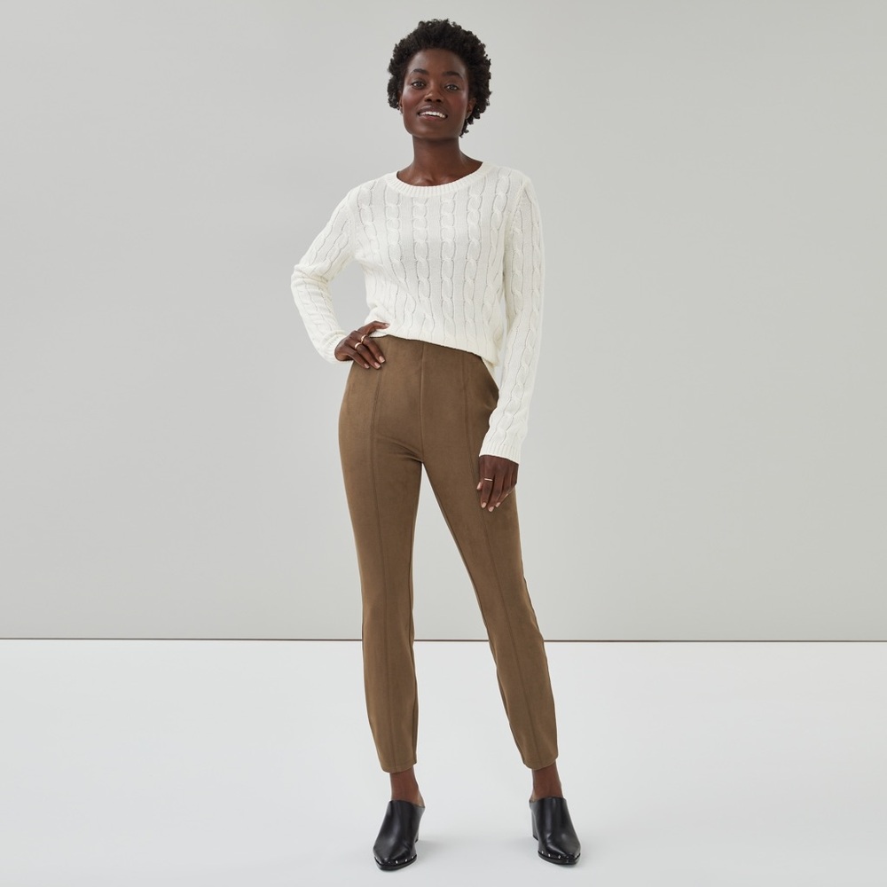 Joe Fresh Size L Faux Suede Pull-On Pants - Dusty Brown